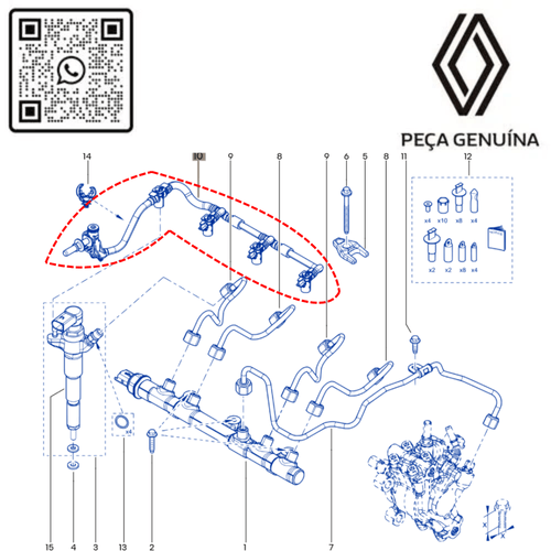 RN 16979R 166716979R MANGUEIRA DE RETORNO DOS BICOS INJETORES MASTER 2.3 16V M9T - 4